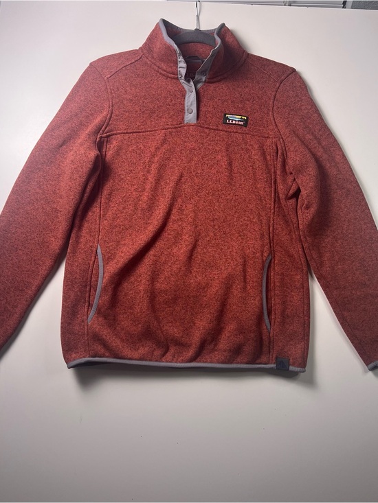 L.L. Bean Jackets & Blazers - L.L.Bean Womens S Red Snap-Neck Mock Neck Pullover Sweater Pockets Outdoors Cozy